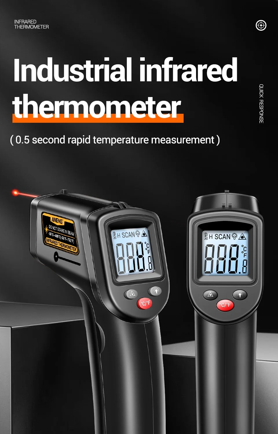ANENG Termometer Industrial Digital Thermogun Infrared LCD Backlit - TH201 Gambar produk ANENG Termometer Industrial Digital Thermogun Infrared LCD Backlit - TH201