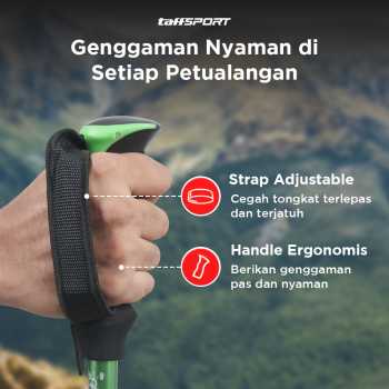 Gambar produk TaffSPORT Tongkat Hiking Lipat Trekking Pole Aluminium Alloy 110cm - 101