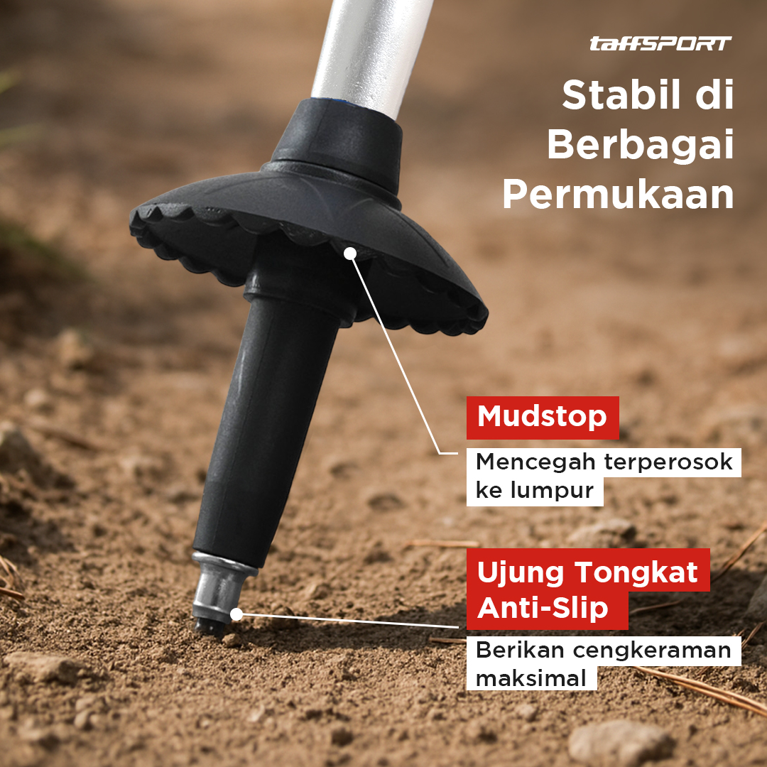 TaffSPORT Tongkat Hiking Telescopic Trekking Pole Aluminium 135cm - X-11 Gambar produk TaffSPORT Tongkat Hiking Telescopic Trekking Pole Aluminium 135cm - X-11