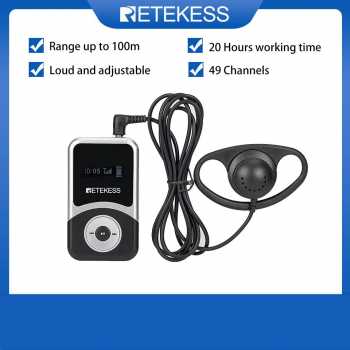 Gambar produk RETEKESS Audio Tour Guide Wireless Receiver 900mAh with Earphone - T131S