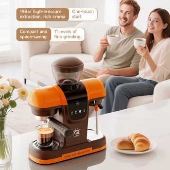 iCafilas Mesin Kopi Espresso Coffee Maker Frothing Grinding 19 Bar - ME2603