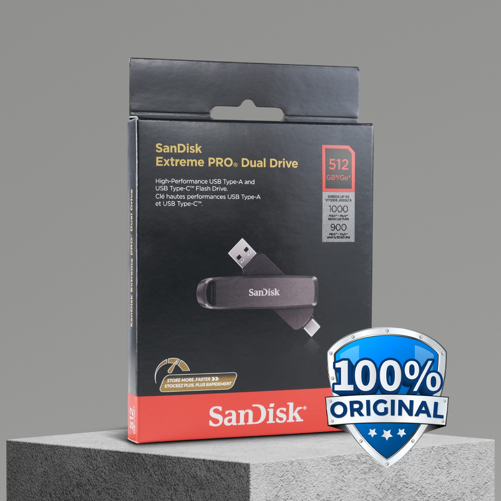 Gambar produk SanDisk Extreme PRO USB Dual Drive Up to 1000MB/s USB Type-C USB3.2 512GB - SDDDE1