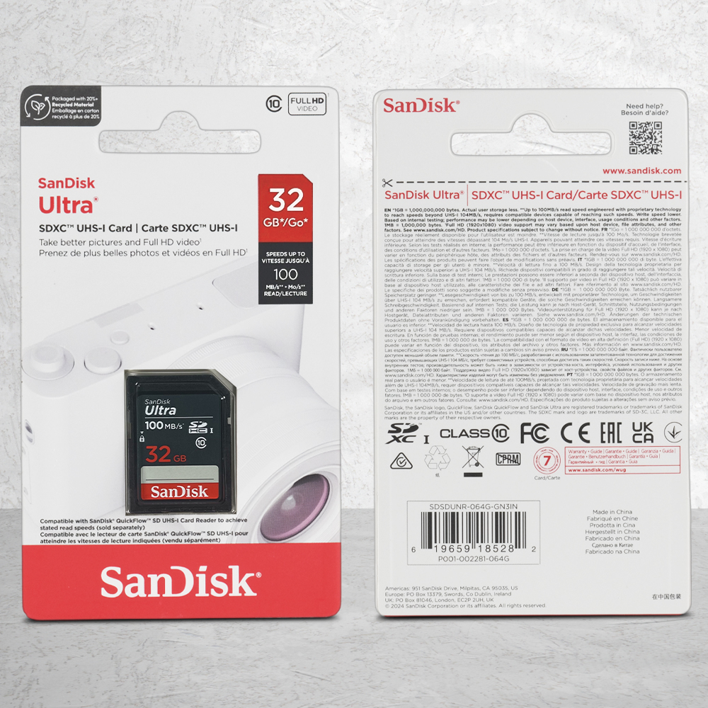 Gambar produk SanDisk Ultra SDHC/XC UHS-I Card Class 10 100MB/s 32GB - SDSDUNR-GN3IN