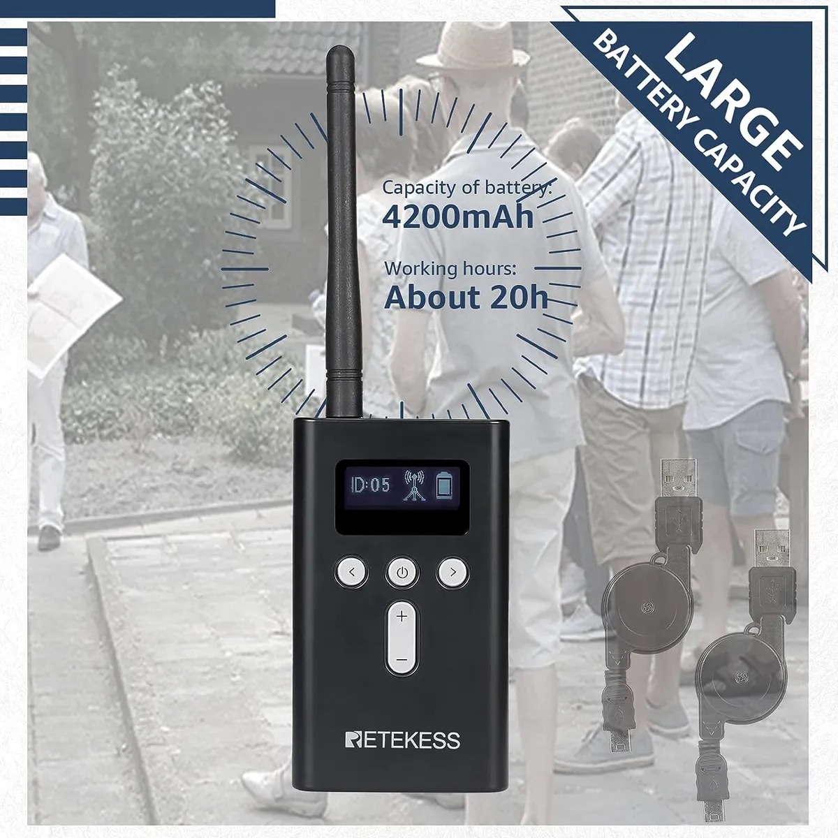 RETEKESS Audio Tour Guide Wireless Transmitter 49 Channel Mic 4200mAh - T130S Gambar produk RETEKESS Audio Tour Guide Wireless Transmitter 49 Channel Mic 4200mAh - T130S