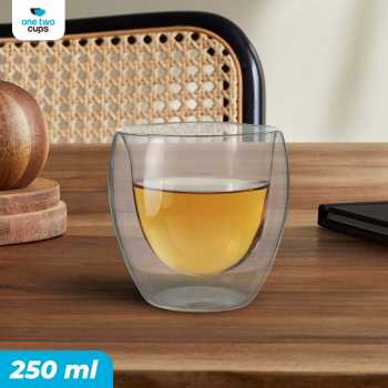 Gambar produk One Two Cups Gelas Kaca Aesthetic Tahan Panas Double Wall Glass 250ml - PLY1704