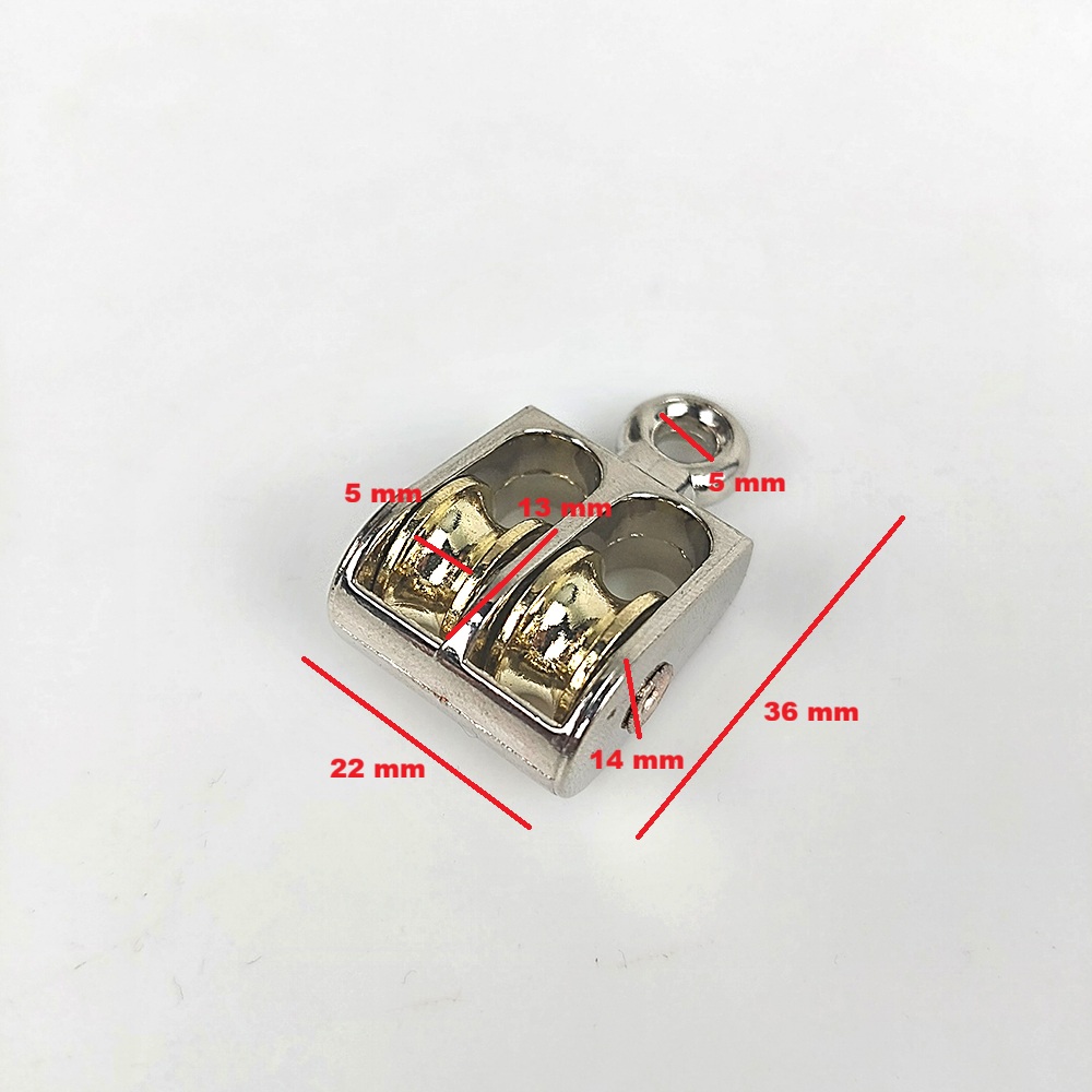Gambar produk ASOL Katrol Kerekan Mini Swivel Pulley Double Wheel 36mm - RB36