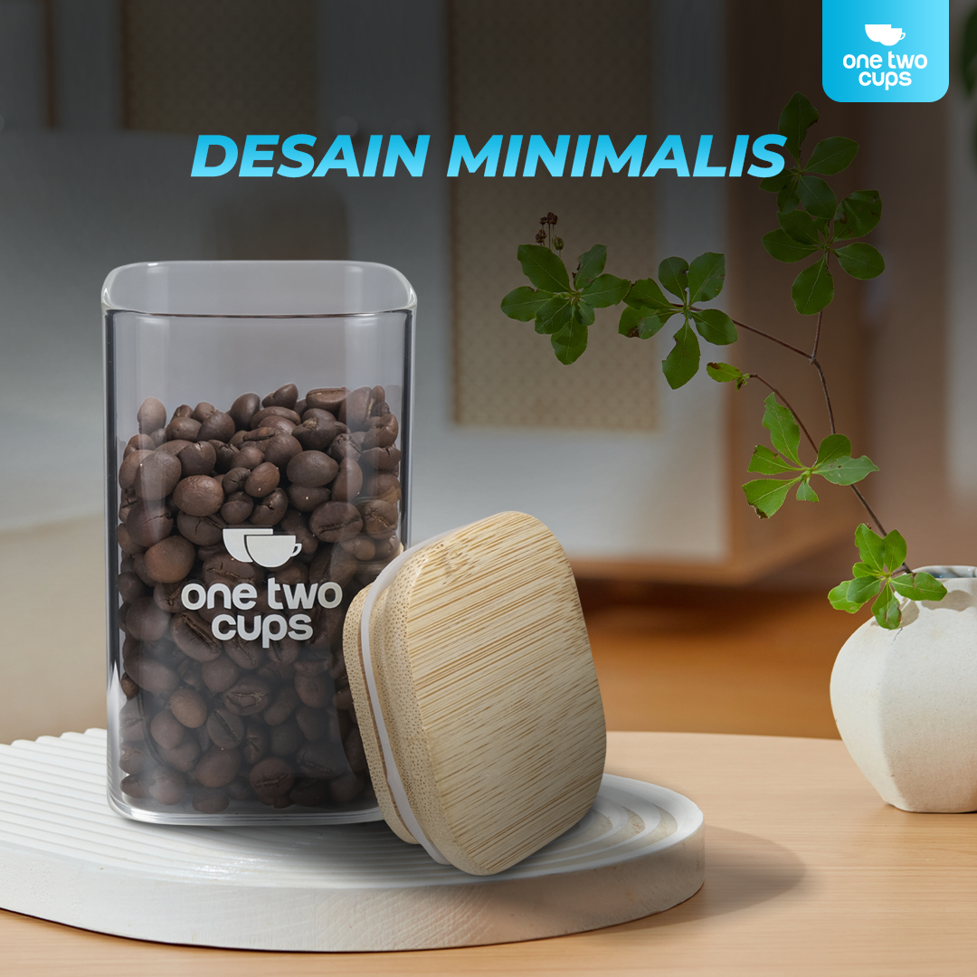 Gambar produk One Two Cups Toples Kaca Penyimpanan Makanan Kedap Udara Storage Jar 300ml - HC1019