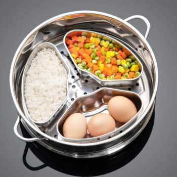 Gambar produk LABRIMP Mangkok Kukus Stainless Steel 410 Steaming Bowl with Lid 3 PCS - LB-300