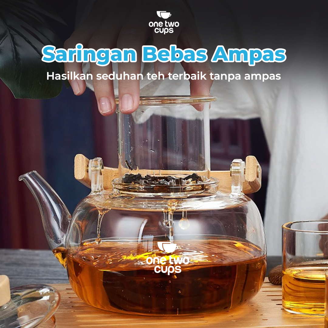 One Two Cups Teko Teh Pitcher Japanese Style Tahan Panas Api Teapot 1000ml - 8CV101 Gambar produk One Two Cups Teko Teh Pitcher Japanese Style Tahan Panas Api Teapot 1000ml - 8CV101
