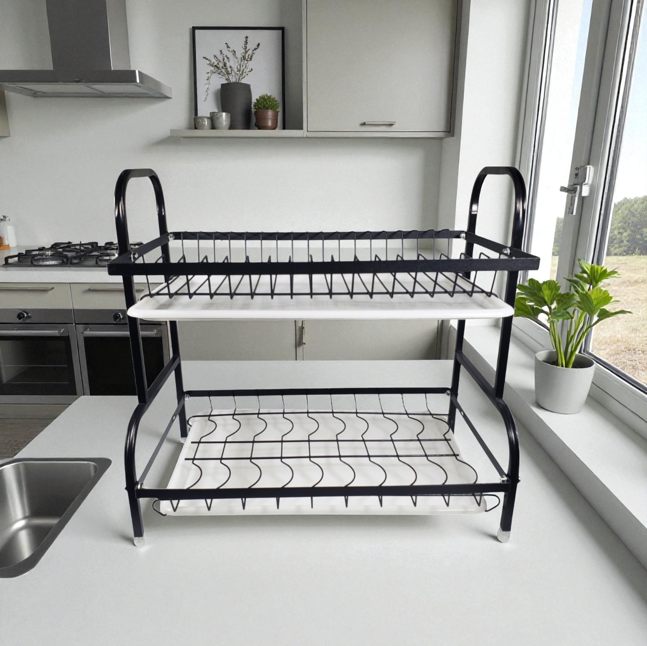 Gambar produk NYTRYD Rak Piring Dapur 2 Susun Pengering Stainless Steel Kitchen Rack - NY-21