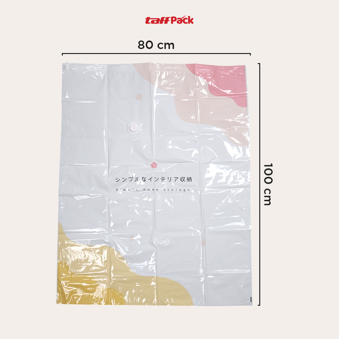TaffPACK Kantong Plastik Vakum Pakaian Multifungsi Vacuum Bag 1 PCS 100x80cm - FL2 Gambar produk TaffPACK Kantong Plastik Vakum Pakaian Multifungsi Vacuum Bag 1 PCS 100x80cm - FL2