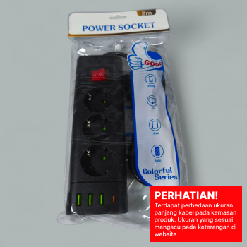 Gambar produk YIGOU Stop Kontak Kabel USB Type C 10A 110-250V 2500W 1.8M 3 Lubang - 1111U