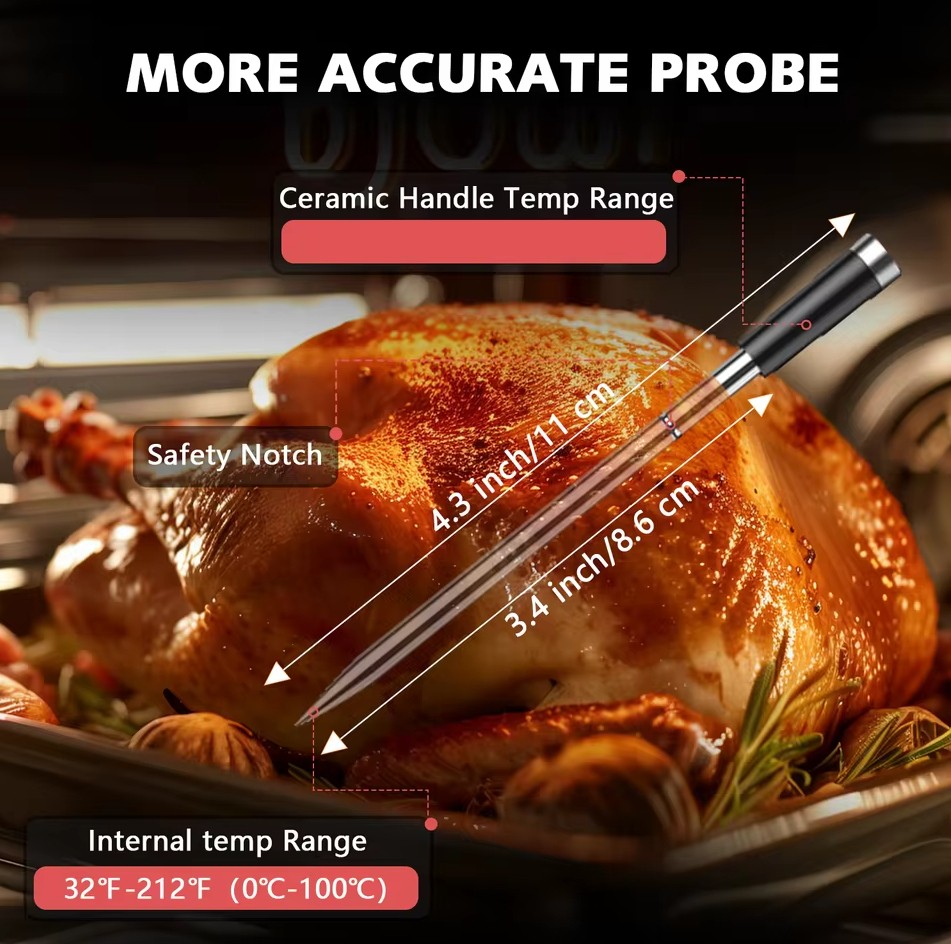 BFOUR Termometer Makanan Digital Daging BBQ Bluetooth Screen 2 Probe - BF-40 Gambar produk BFOUR Termometer Makanan Digital Daging BBQ Bluetooth Screen 2 Probe - BF-40