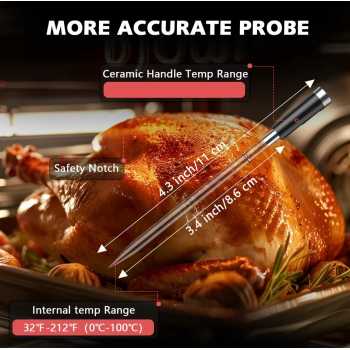 Gambar produk BFOUR Termometer Makanan Digital Daging BBQ Bluetooth Screen 2 Probe - BF-40