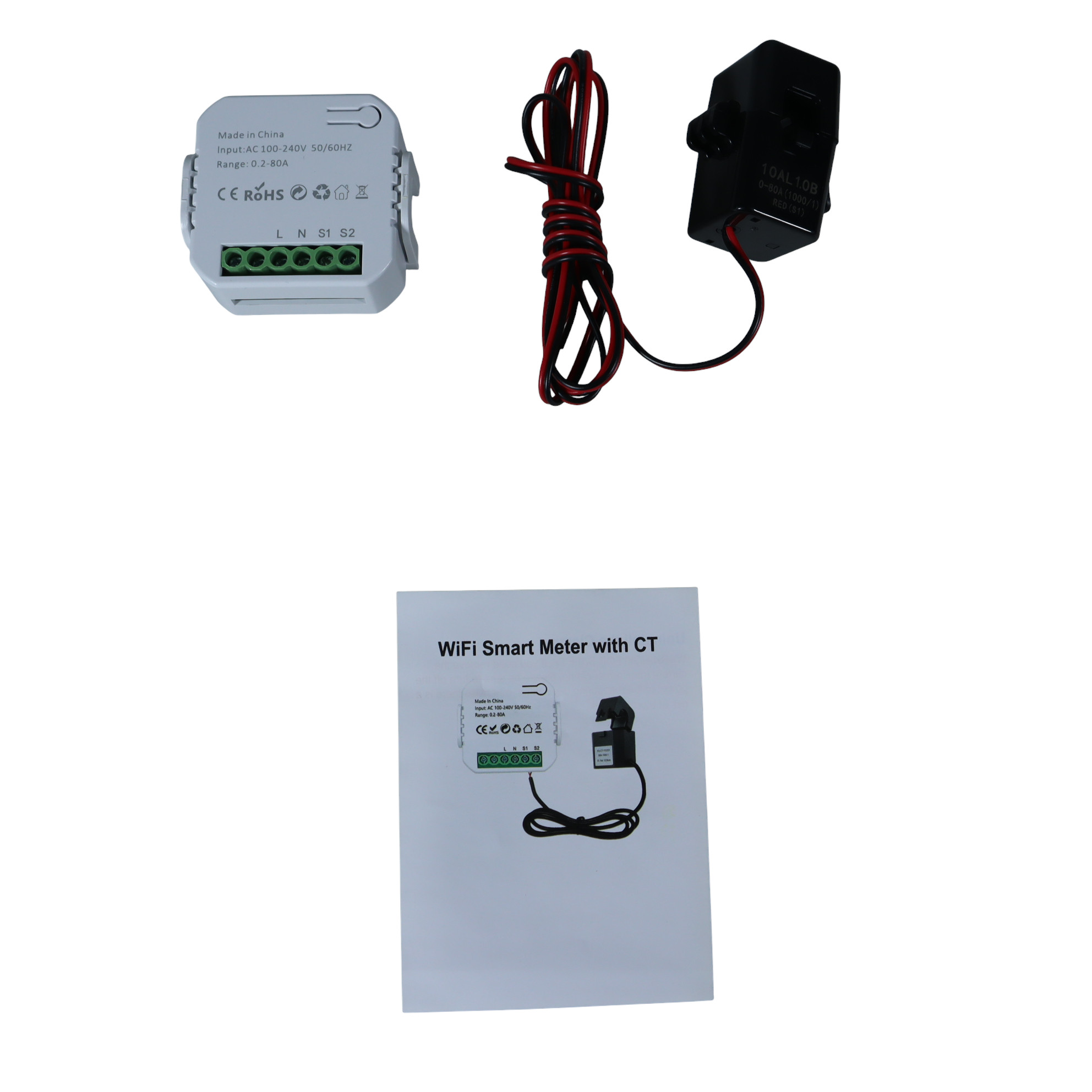 Gambar produk Tuya Smart Energy Meter 80A WiFi with Current Transformer Clamp kWh - ST-1168