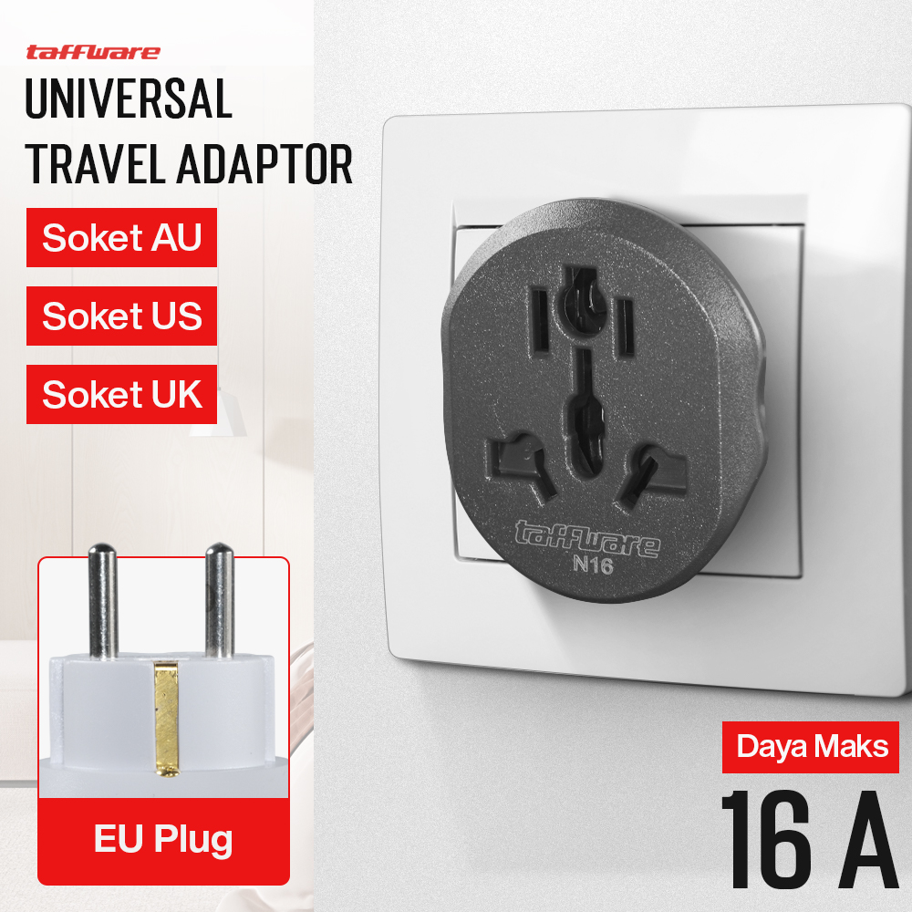 Taffware Loop Universal Travel Adaptor Colokan Charger Adapter 16A - N16 Gambar produk Taffware Loop Universal Travel Adaptor Colokan Charger Adapter 16A - N16