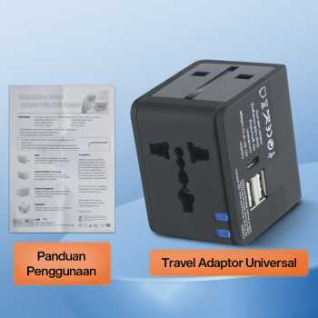 Gambar produk COKYI Travel Adaptor Universal Plug EU UK US/AU 3.0A USB A USB C - ONB100-04