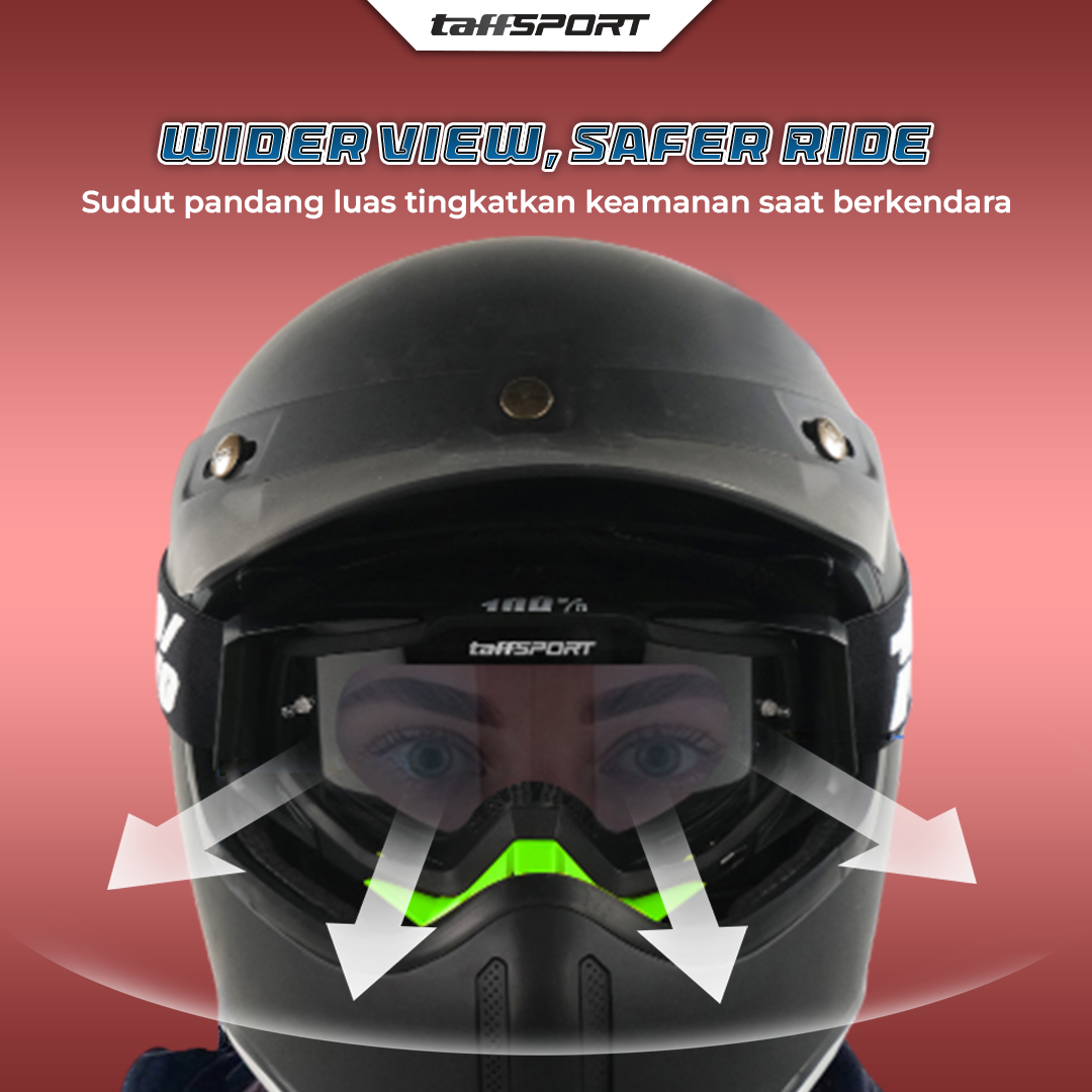 Gambar produk TaffSPORT Kacamata Helm Motor Goggles UV400 Protection Windproof Clear - UV400