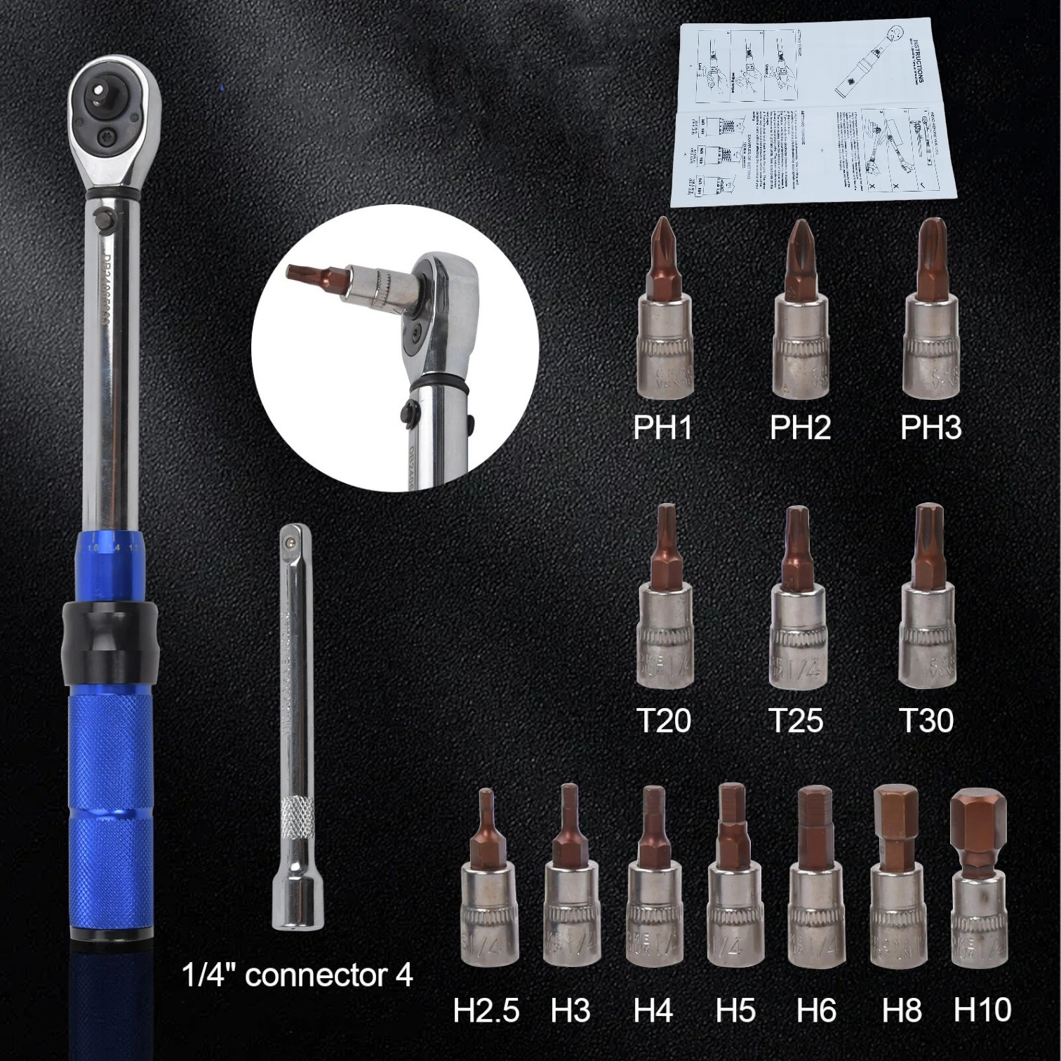 Gambar produk Benkai Set Kunci Ratchet Torque Wrench 2-24N.m 15 PCS - B2-24