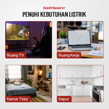 Gambar produk Taffware Stop Kontak Kabel USB Type C 10A 110-250V 2500W 1.8M 6 Lubang - QL-1075U