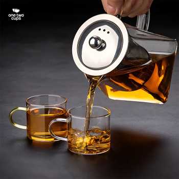 Gambar produk One Two Cups Teko Teh Kaca Saringan Tahan Panas Api Infuser Teapot 750ml - TP-761