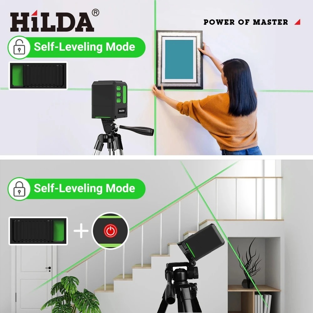 HILDA Laser Level Self Leveling 2 Line 360 Degree Waterproof IP54 - AB113 Gambar produk HILDA Laser Level Self Leveling 2 Line 360 Degree Waterproof IP54 - AB113