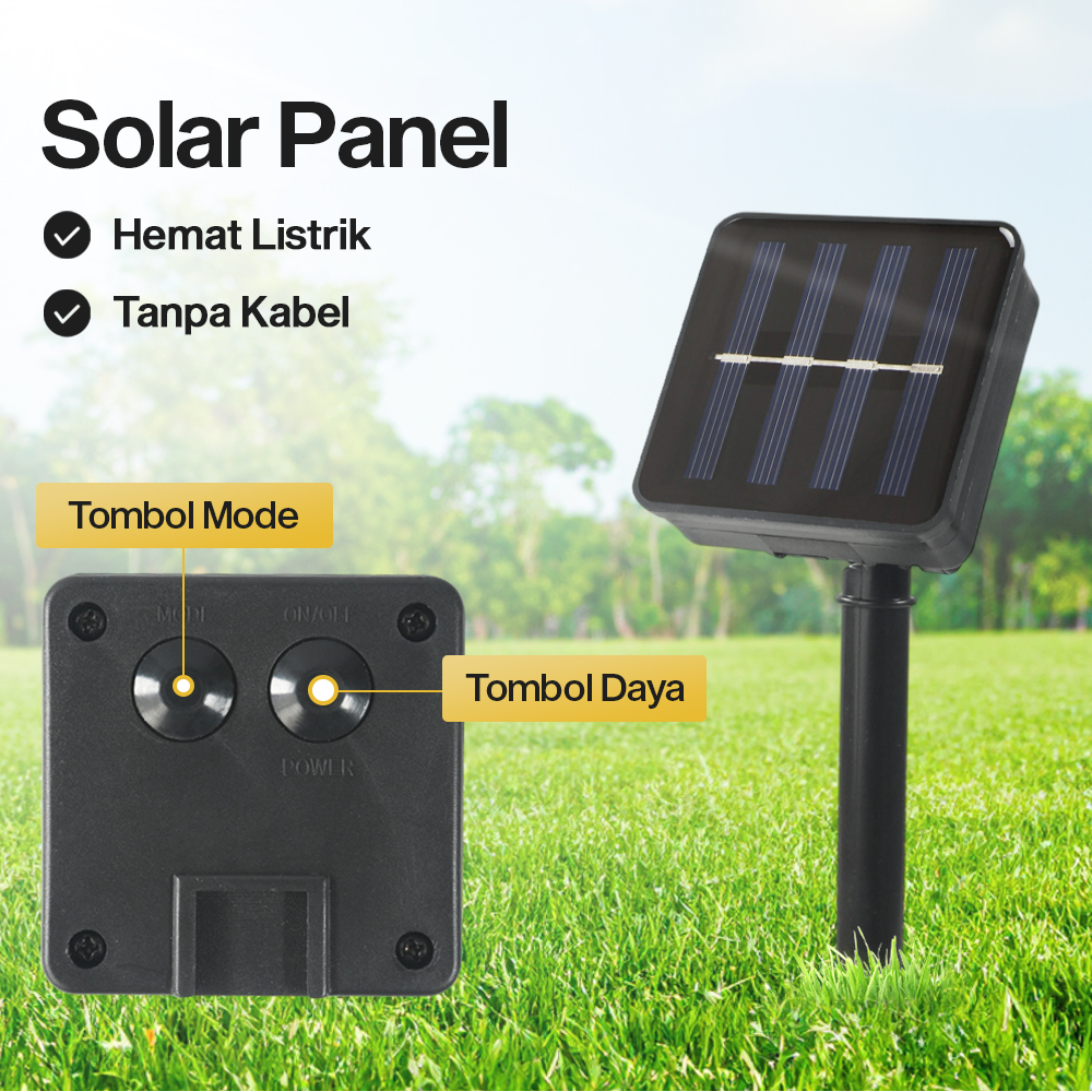 SAMNET Lampu Hias String Lights Solar Panel 20 LED 5M - DC44 Gambar produk SAMNET Lampu Hias String Lights Solar Panel 20 LED 5M - DC44