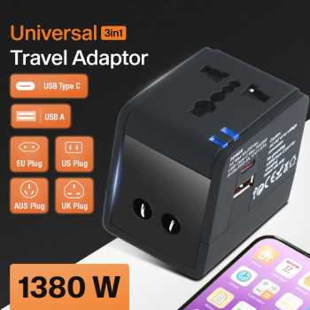 TRAVOR Universal Travel Adaptor Colokan Charger Adapter USB PD 1380W - TR020