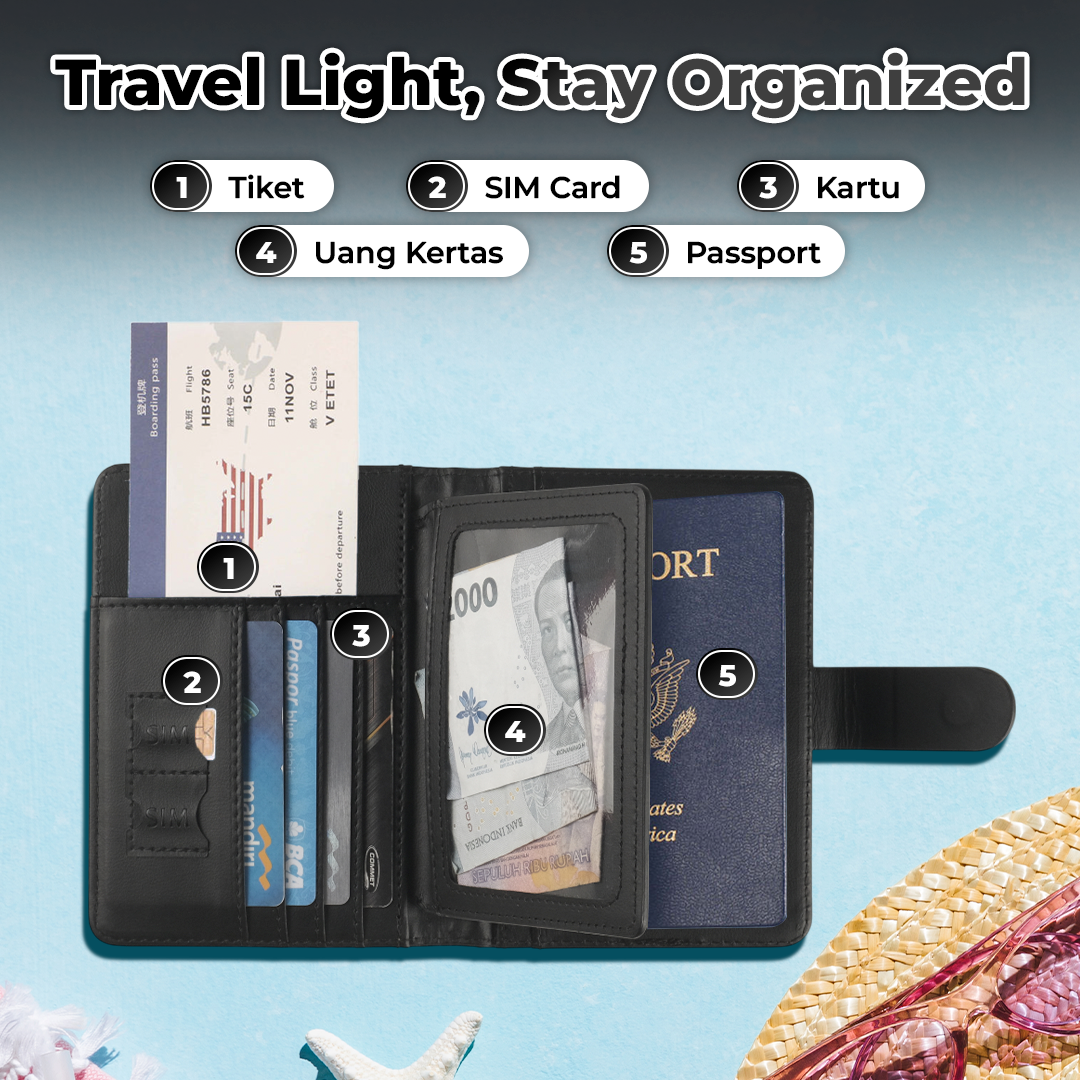 Deziliao Dompet Passport Kulit Travel Card Holder Leather PU - D-10 Gambar produk Deziliao Dompet Passport Kulit Travel Card Holder Leather PU - D-10