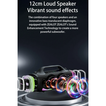 Gambar produk ZEALOT Speaker Bluetooth Portable Subwoofer Dual Pairing 24000mAh - S79