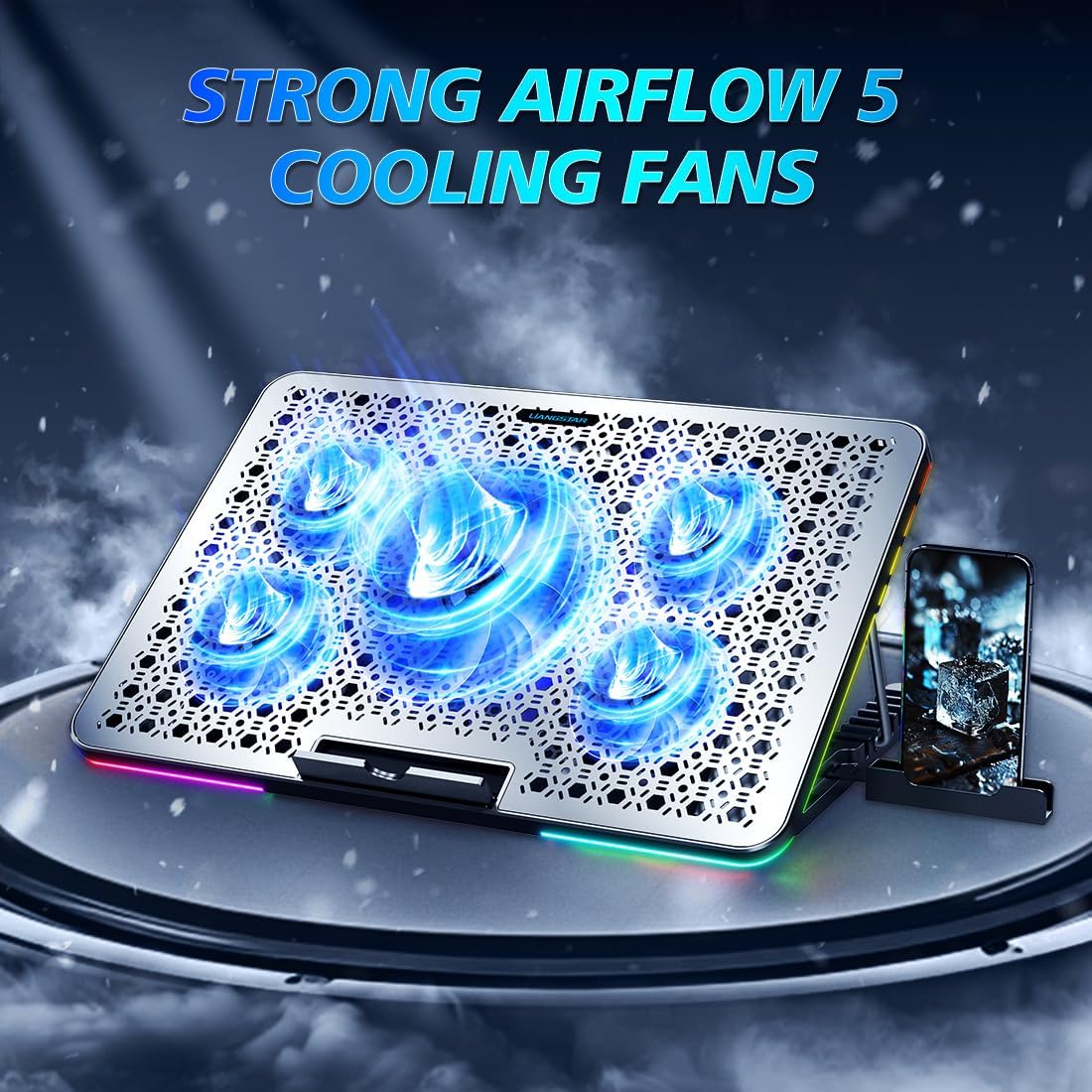 Gambar produk LIANGSTAR Cooling Pad Laptop Gaming Kipas Pendingin 5 Fan RGB 17.3Inch - LS50