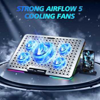 LIANGSTAR Cooling Pad Laptop Gaming Kipas Pendingin 5 Fan RGB 17.3Inch - LS50