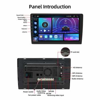 Gambar produk BQCC Head Unit Tape Mobil 2DIN Bluetooth WiFi Android 13 10 Inch - 9101-F