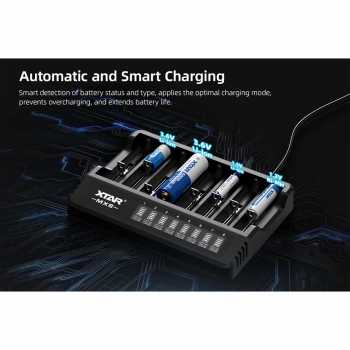 Gambar produk XTAR Charger Baterai 8 Slot AA AAA 1.5V Li-Ion 1.2V Ni-MH LCD Type C - MX8