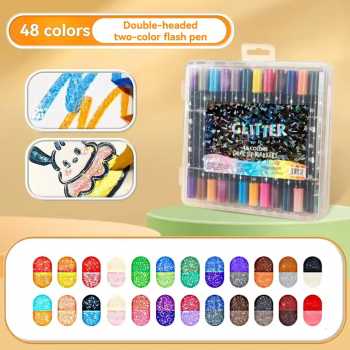 Kolorowy Spidol Warna Glitter Dual Tip Watercolor Set 48 Colors 24 PCS - 88635