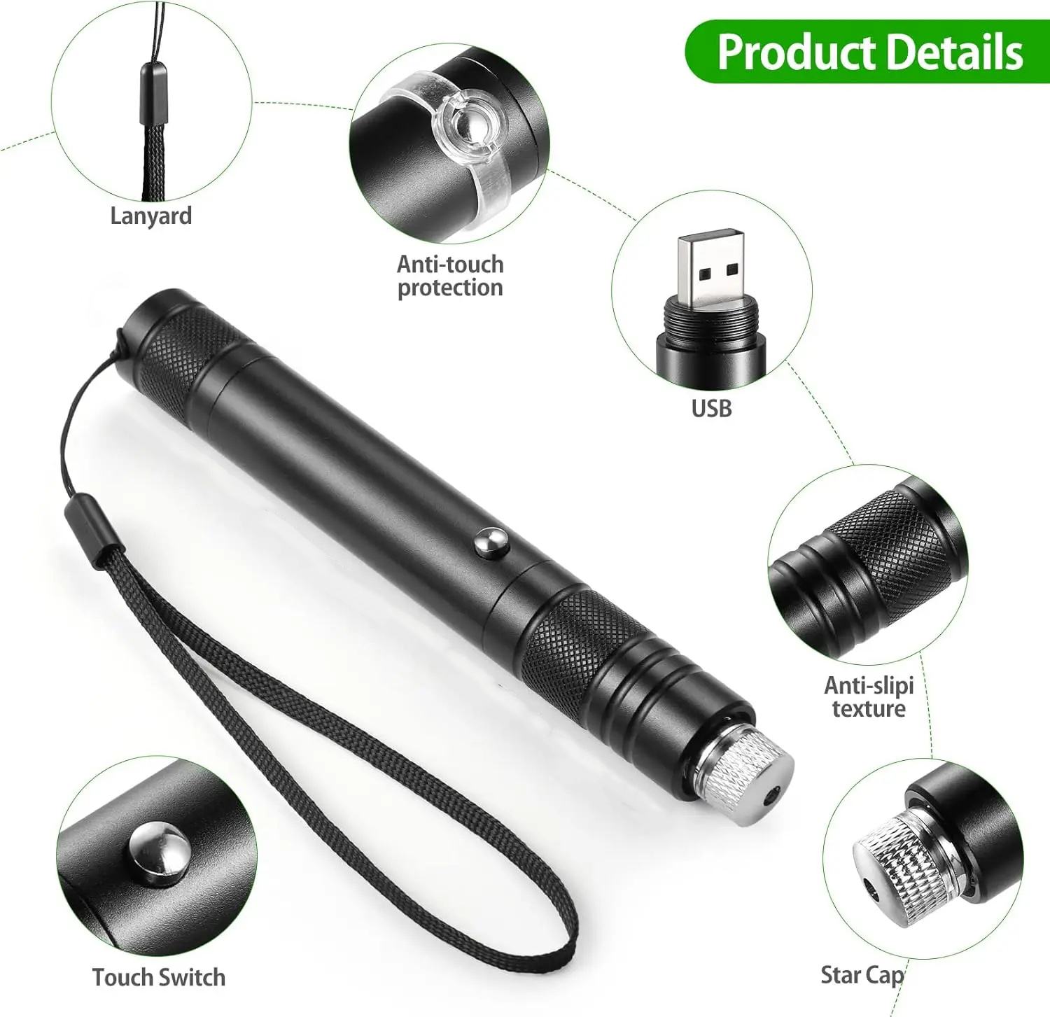 WUIVI Laser Pointer Beam Star Pattern USB Rechargeable 200mAh Green Light - WV-710 Gambar produk WUIVI Laser Pointer Beam Star Pattern USB Rechargeable 200mAh Green Light - WV-710