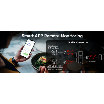 Gambar produk BFOUR Termometer Makanan Digital Daging BBQ Bluetooth Screen 1 Probe - BF-30