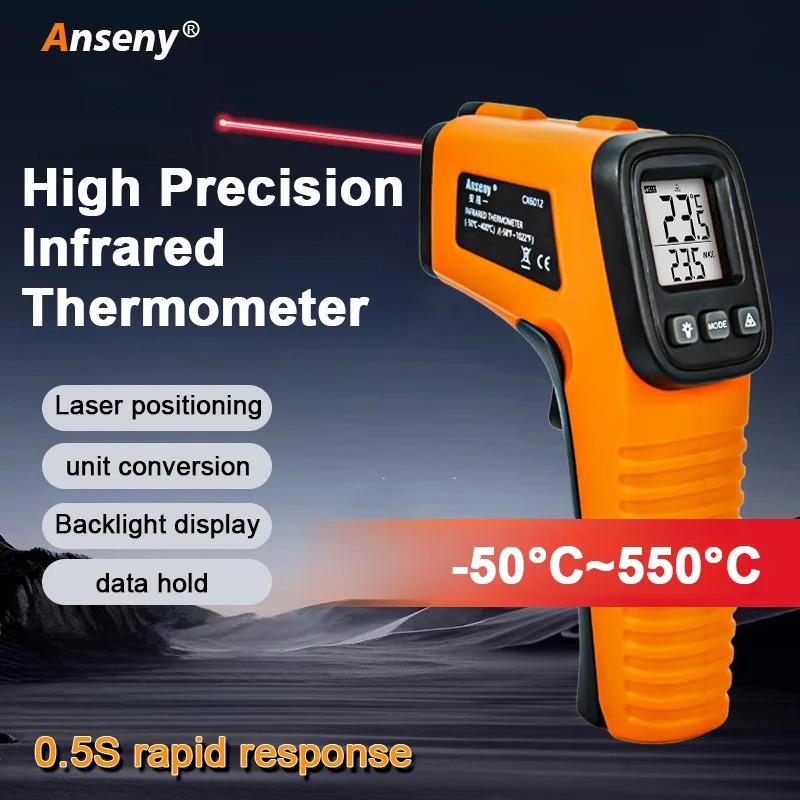 Anseny Termometer Industrial Digital Thermogun Infrared Backlit LCD - CX6013 Gambar produk Anseny Termometer Industrial Digital Thermogun Infrared Backlit LCD - CX6013