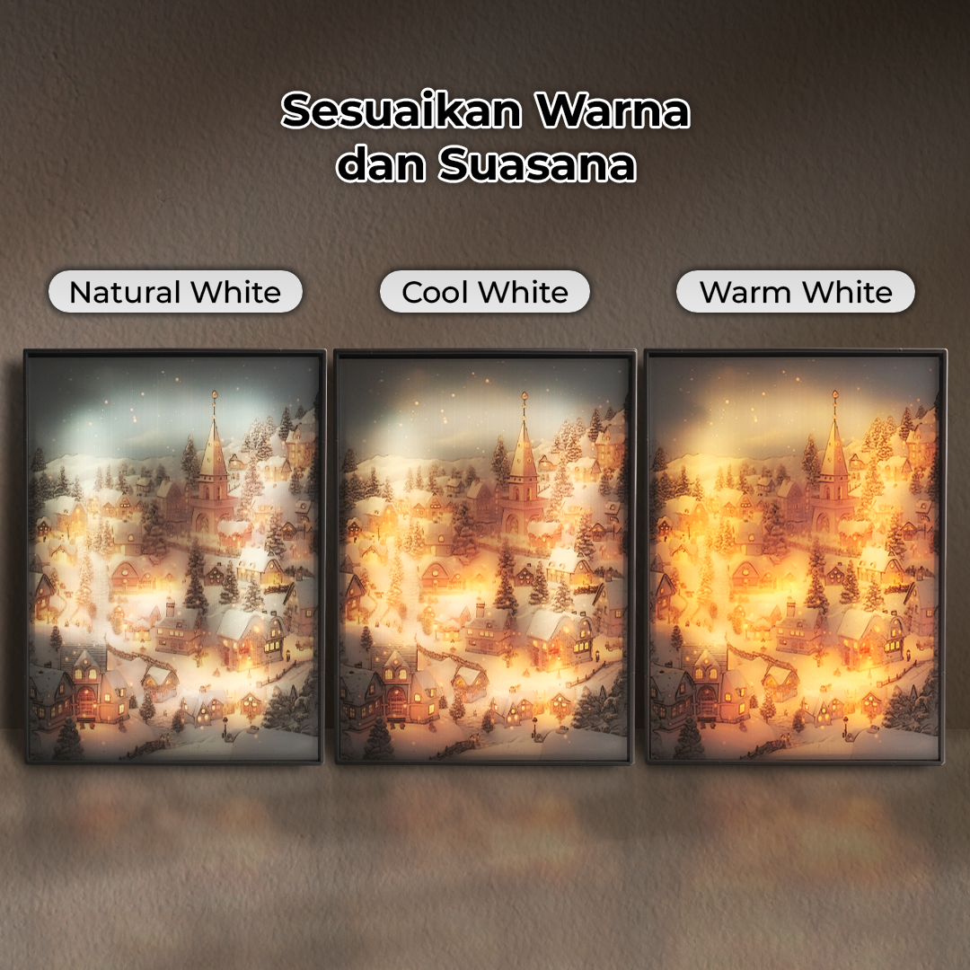 Gambar produk YORYZENG Lampu Meja Hias Lukisan 3in1 Color LED USB 21.5cm Christmas Snow - YY21