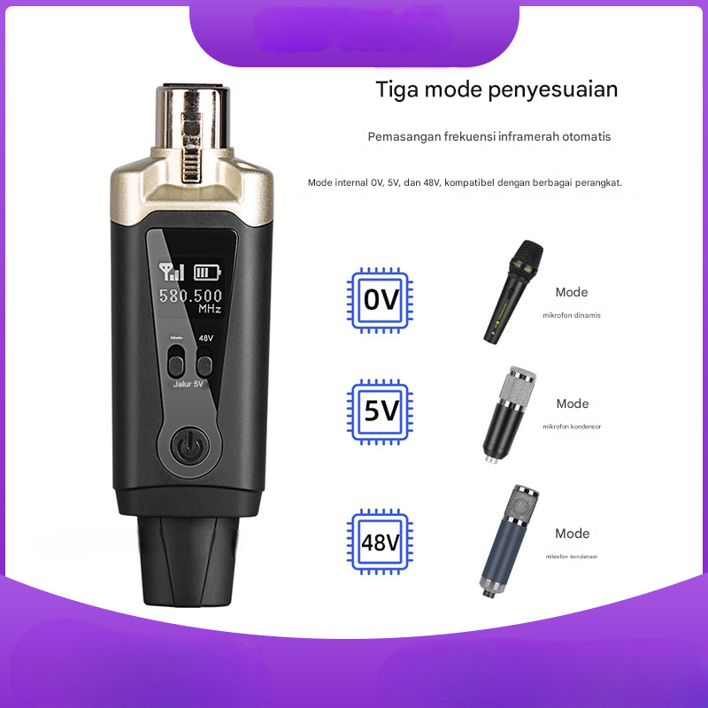 DONIC Mikrofon Wireless Transmitter Receiver Universal 5V/48V - D1 Gambar produk DONIC Mikrofon Wireless Transmitter Receiver Universal 5V/48V - D1