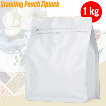 KOFE Kemasan Kopi Standing Pouch Ziplock Flat Bottom with Valve 10 PCS - KF-10