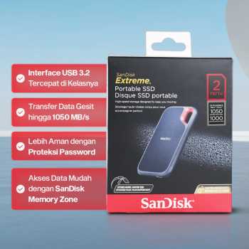 Gambar produk SanDisk Extreme Portable SSD 1050MB/s USB Type C 3.2 2TB - SDSSDE61