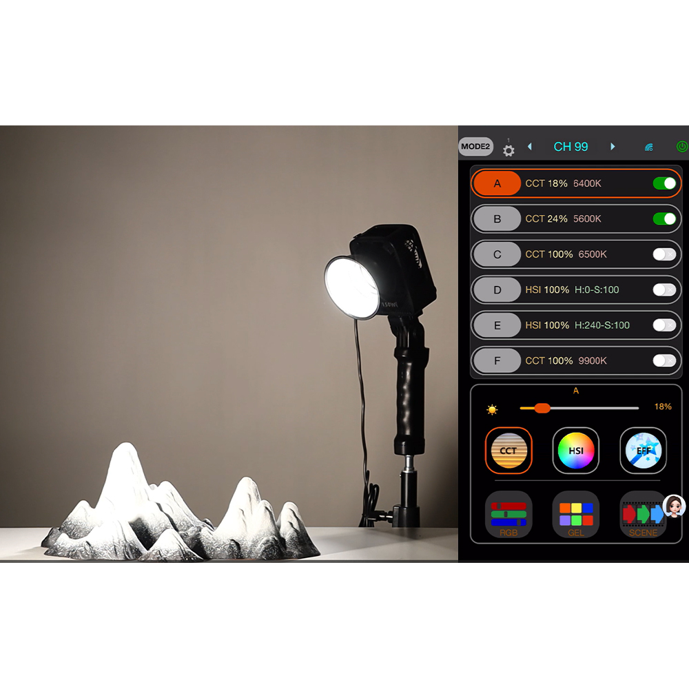 Gambar produk LIYADI Lampu Studio Fotografi COB RGBW TFT Display 150W with Battery