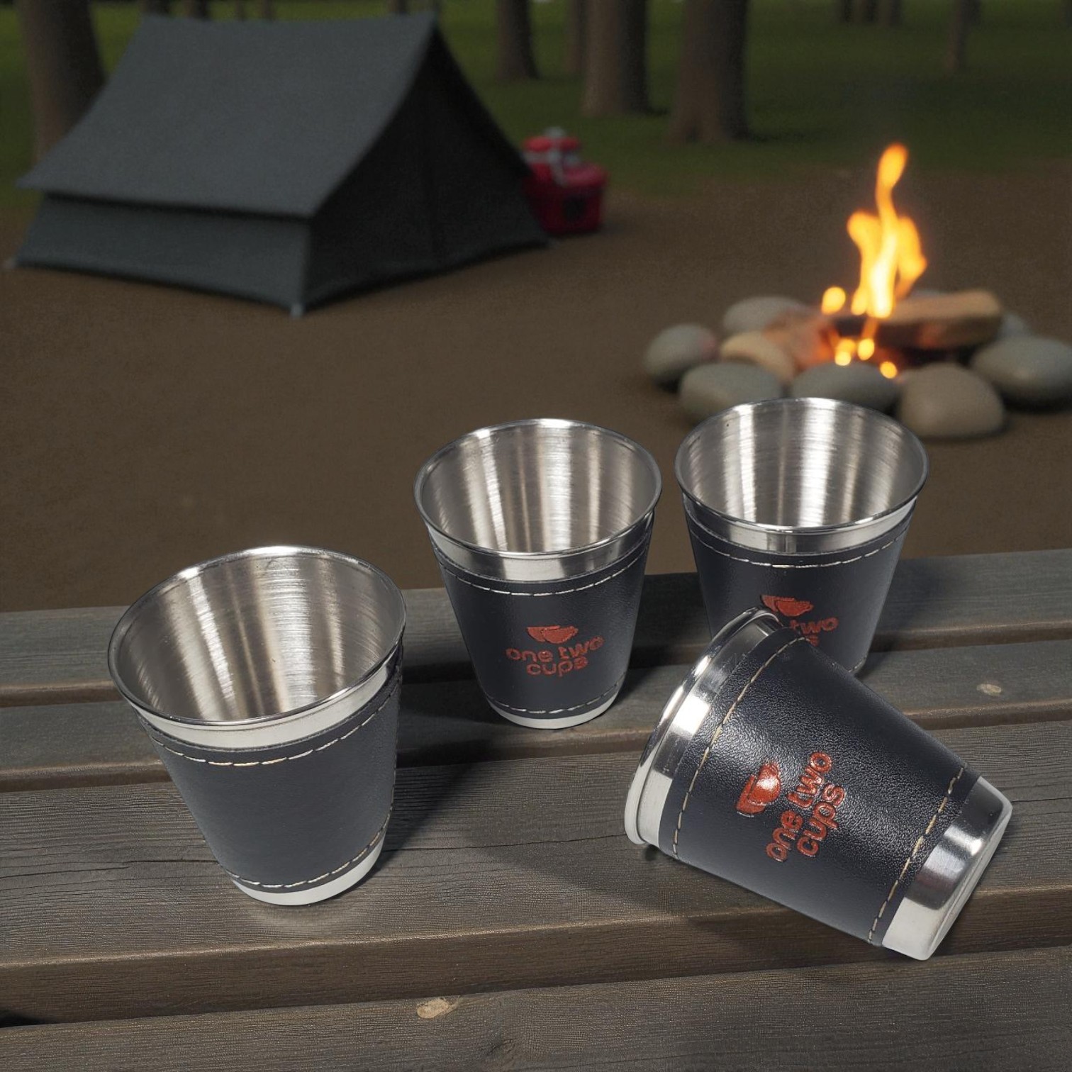 One Two Cups Set Gelas Camping Stainless Steel Travel Mug 70ml 4 PCS - MCY-66 Gambar produk One Two Cups Set Gelas Camping Stainless Steel Travel Mug 70ml 4 PCS - MCY-66