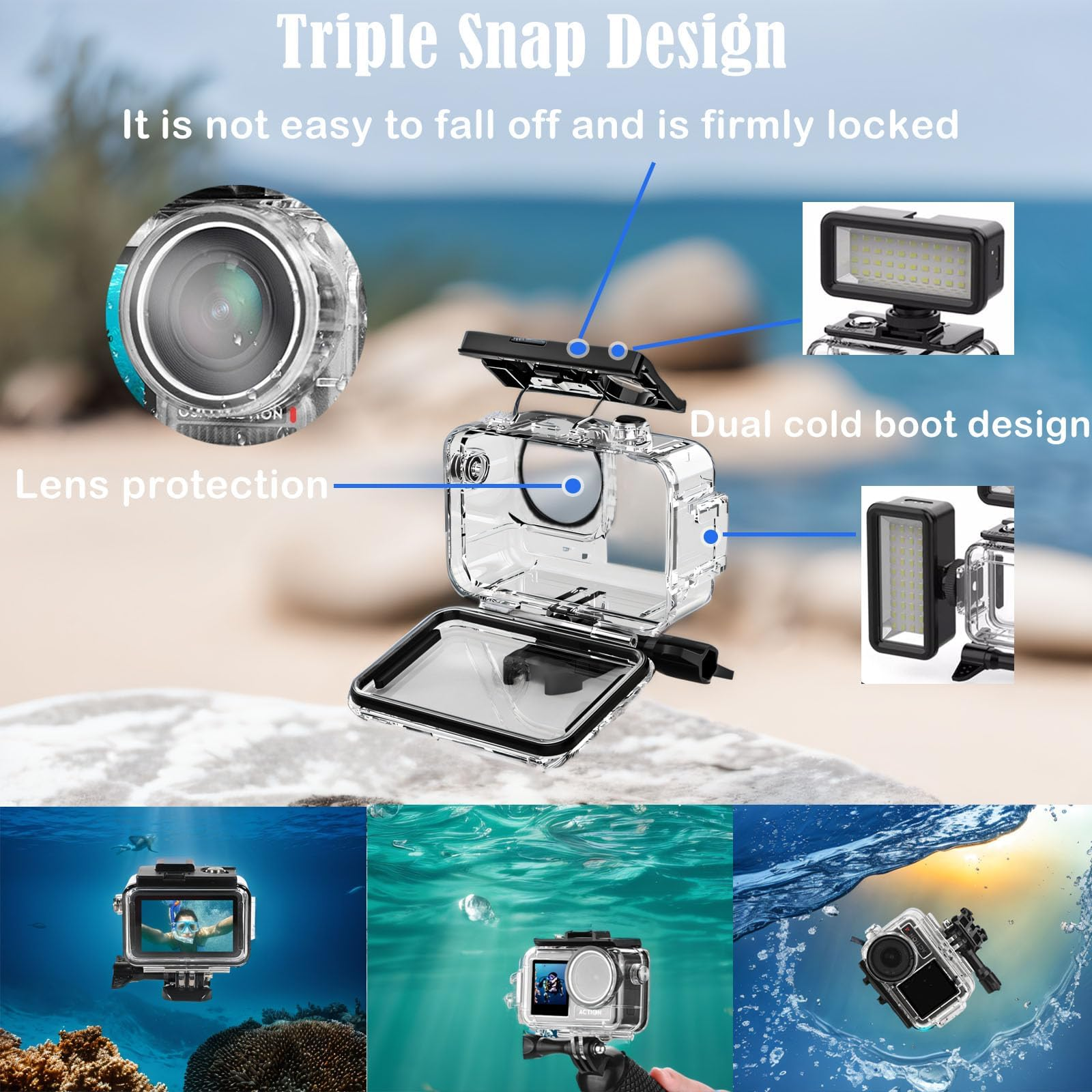 Gambar produk YAZE Underwater Diving Housing Case 45M for DJI Action 5 Pro/4/3 - ID5P