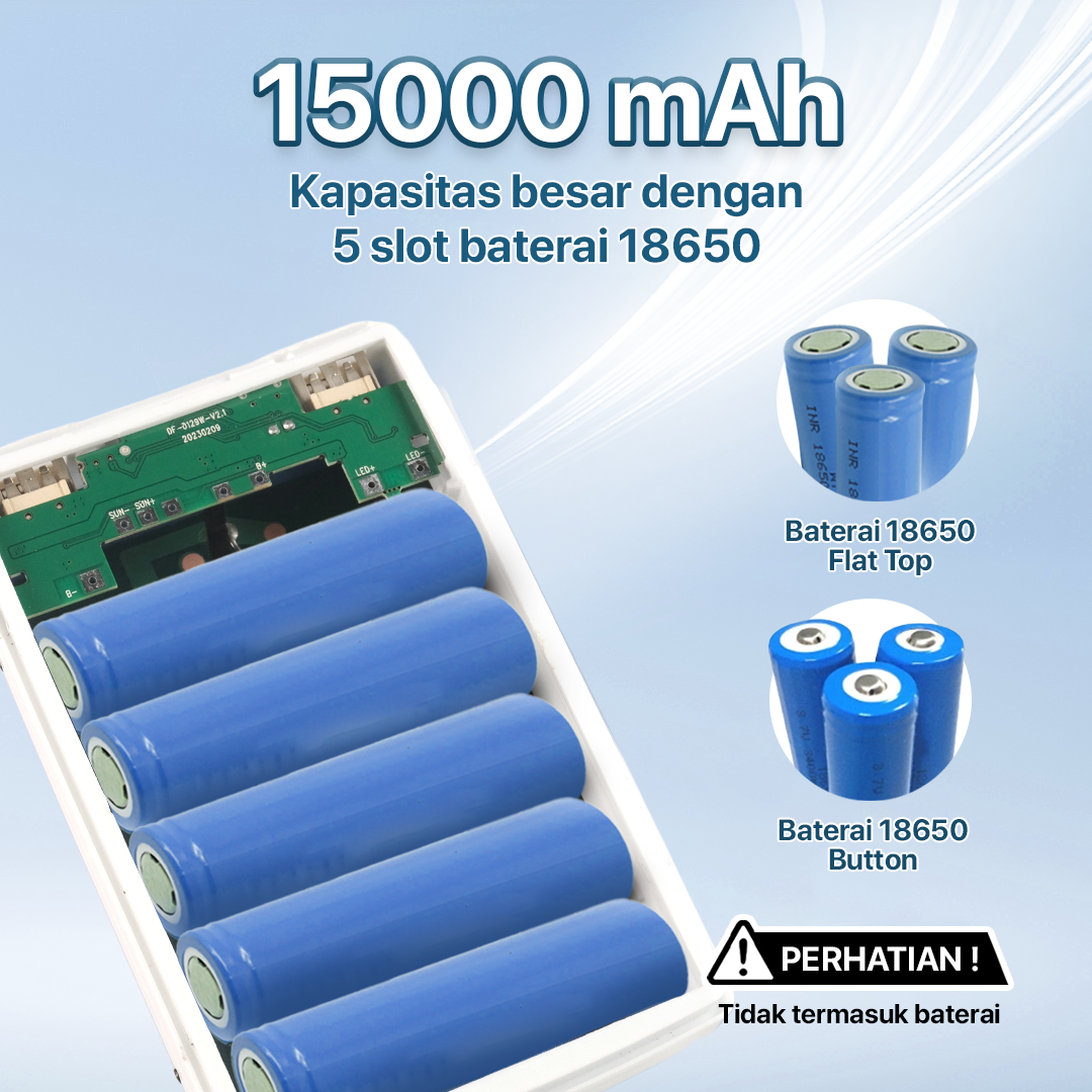 Rovtop Power Bank Solar DIY Case Flashlight Dual USB Port 5 PCS 18650 - 4NB1 Gambar produk Rovtop Power Bank Solar DIY Case Flashlight Dual USB Port 5 PCS 18650 - 4NB1