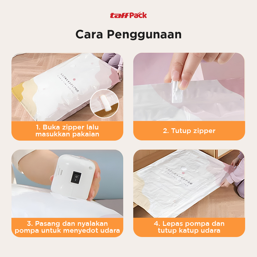 TaffPACK Kantong Plastik Vakum Pakaian Multifungsi Vacuum Bag 1 PCS 100x80cm - FL2 Gambar produk TaffPACK Kantong Plastik Vakum Pakaian Multifungsi Vacuum Bag 1 PCS 100x80cm - FL2