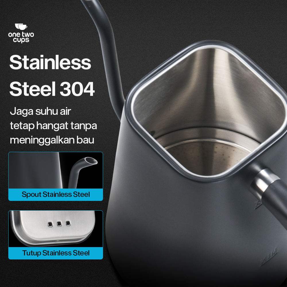 Gambar produk One Two Cups Teko Listrik Kopi Pemanas Air Leher Angsa 1200W 1L - KT10 PRO