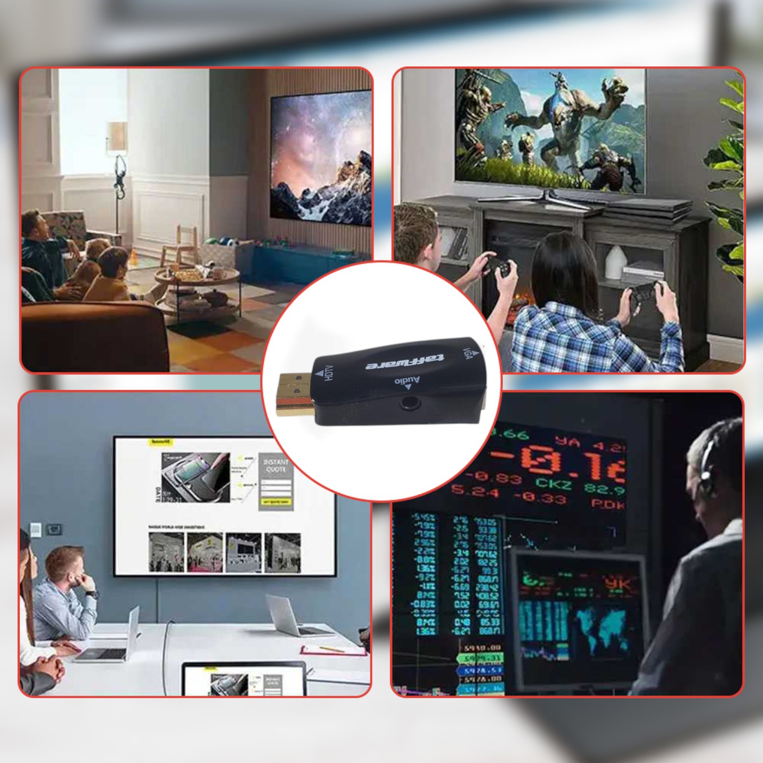 Taffware Adaptor HDMI ke VGA dan AUX 1080P - S-PC-0389 Gambar produk Taffware Adaptor HDMI ke VGA dan AUX 1080P - S-PC-0389