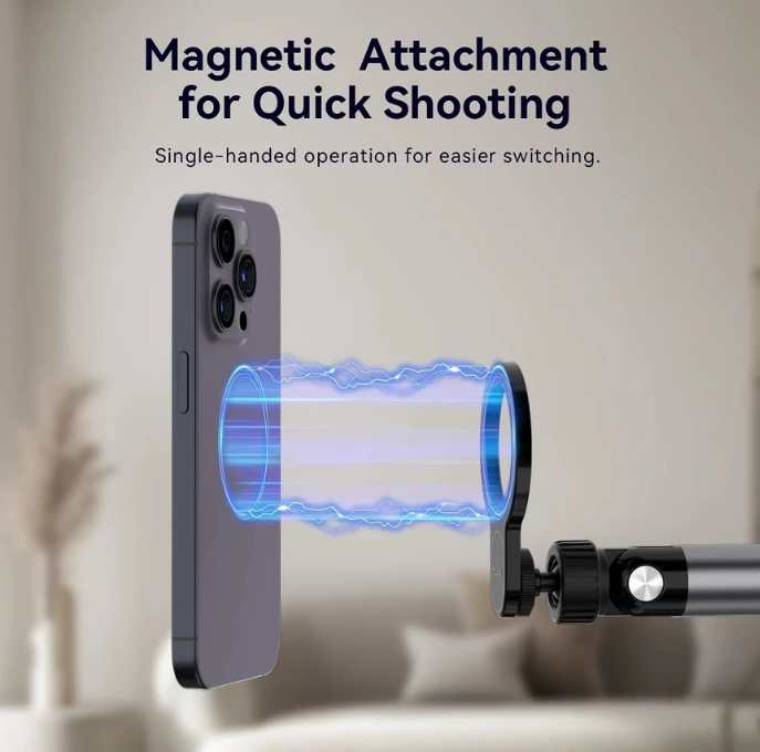 TELESIN MagSafe Foldable Lazy Arm Smartphone Table Aluminum Clamp - P3-DS-02 Gambar produk TELESIN MagSafe Foldable Lazy Arm Smartphone Table Aluminum Clamp - P3-DS-02